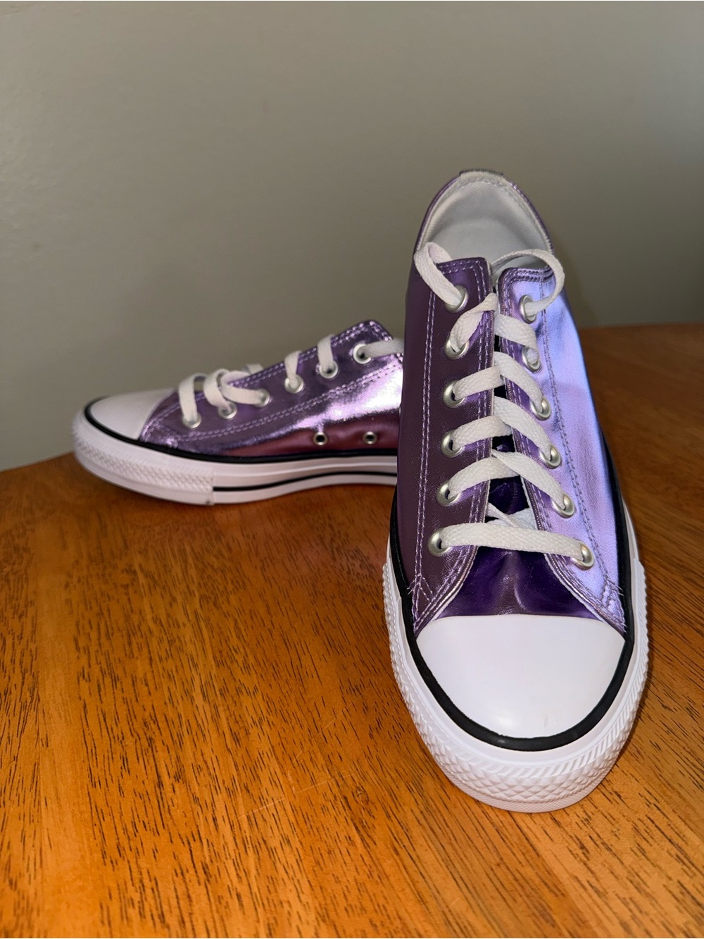 Converse Metallic Purple Low-Top Sneakers with White Accents